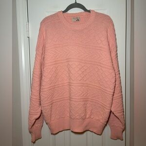 Vintage‎ The Fox Collection Peach Textured Cotton Sweater XL Made in USA